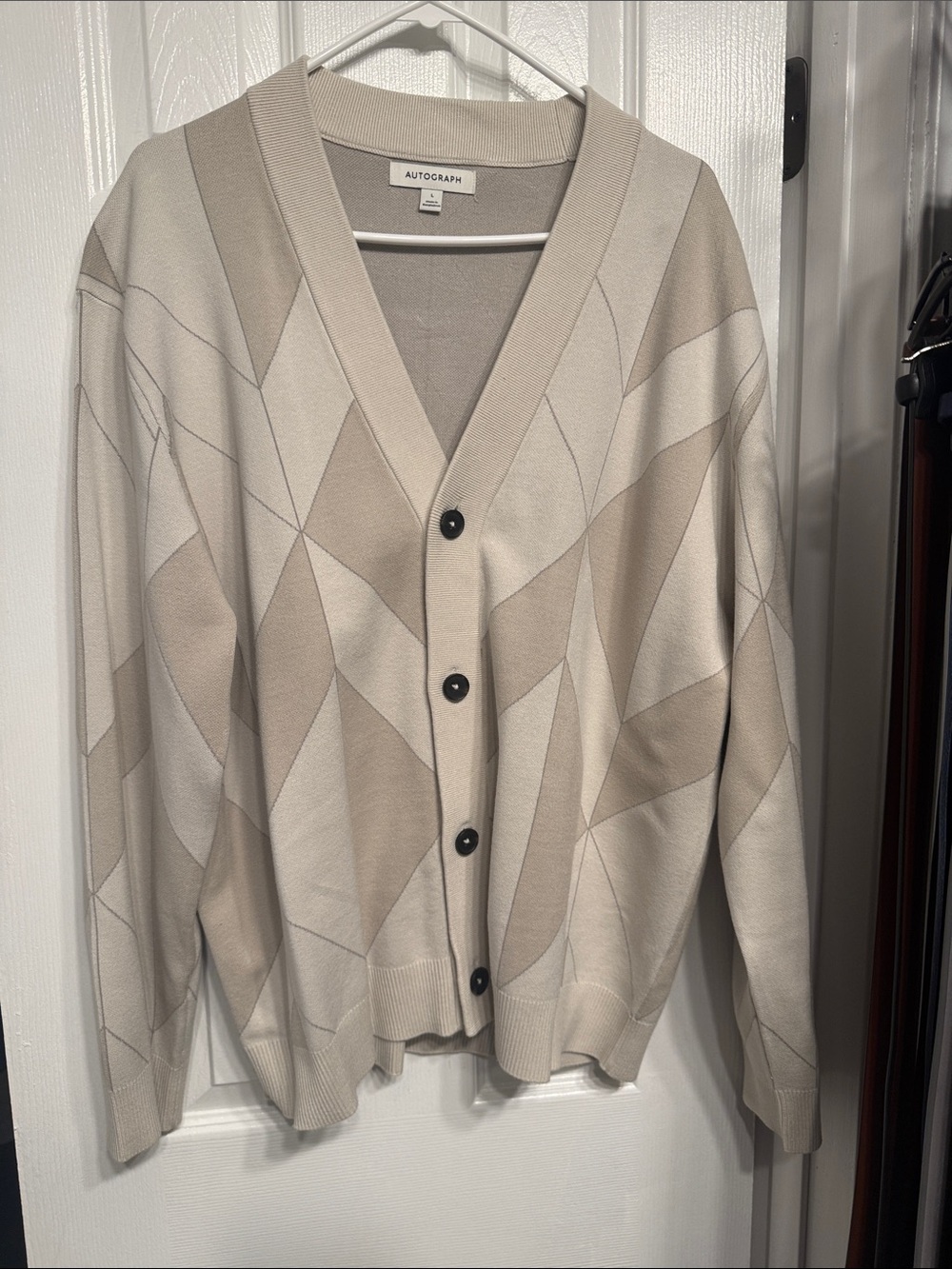 Autograph Men’s Neutral Tone Geometric Button-Front Cardigan